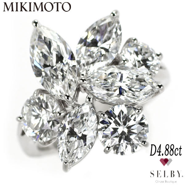 ミキモト Pt950 ダイヤモンド リング 4.88ct #11.0《セルビー銀座店》【S+新品同様正規店で磨き】【中古】