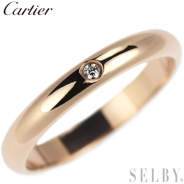 【中古】 カルティエ K18PG ダイヤモンド リング バンド 47号 SELBY 送料サービス Cartier