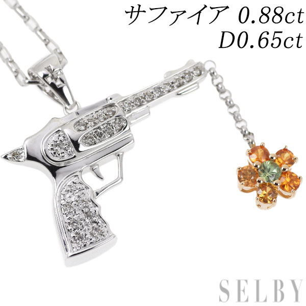 【中古】 K18WG/PG サファイア ダイヤモンド ペンダントネックレス 0.88ct D0.65ct SELBY 送料サービス