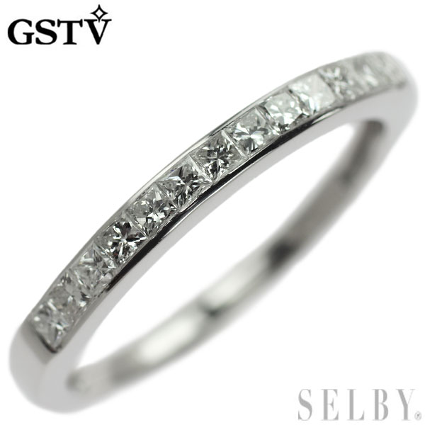 【中古】 GSTV K18WG プリンセスカット ダイヤモンド リング 　ハーフエタニティ SELBY 送料サービス