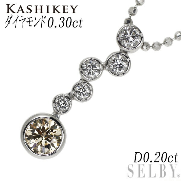 【中古】 カシケイ Pt ブラウンダイヤモンド ペンダントネックレス 0.30ct D0.20ct ベゼル SELBY 送料サービス