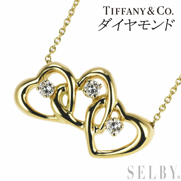 【中古】 ティファニー K18YG ダイヤモンド ペンダントネックレス トリプルハート SELBY 送料サービス Tiffany