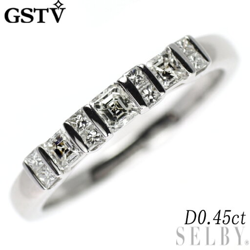 【中古】 GSTV Pt950 アッシャー/プリンセスカット ダイヤモンド リング 0.45ct 一文字 SELBY 送料サービス 【中古】 GSTV Pt950 アッシャー/プリンセスカット ダイヤモンド リング 0.45ct 一文字 SELBY 送料サービス