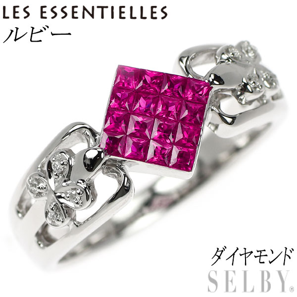 【中古】 レ・エッセンシャル K18WG ルビー ダイヤモンド リング ミステリーセッティング SELBY 送料サービスのサムネイル