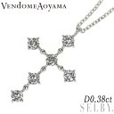 【中古】 ヴァンドーム青山 Pt ダイヤモンド ペンダントネックレス 0.38ct クロス SELBY 送料サービス Vendome