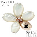 【中古】 田崎真珠 K18PG/YG シェル ダイヤモンド ブローチ兼ペンダントトップ D0.11ct 桜 SELBY 送料サービス TASAKI