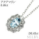 【中古】 Pt950/ Pt850 アクアマリン ダイヤモンド ペンダントネックレス 0.46ct D0.45ct SELBY 送料サービス