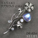 【中古】 田崎真珠 K18WG ラブラドライト オニキス ダイヤモンド ブローチ 4.50ct D0.62ct フラワー SELBY 送料サービス TASAKI|詳細画像