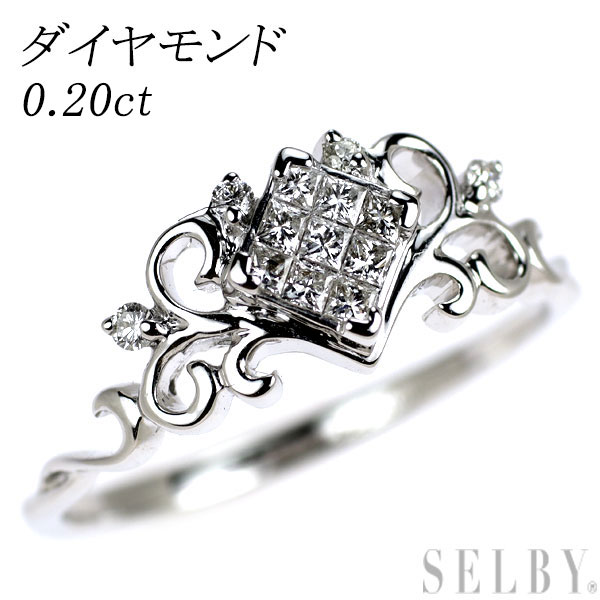 【中古】 K18WG ダイヤモンド リング 0.20ct ミステリーセッティング SELBY 送料サービス(4)
