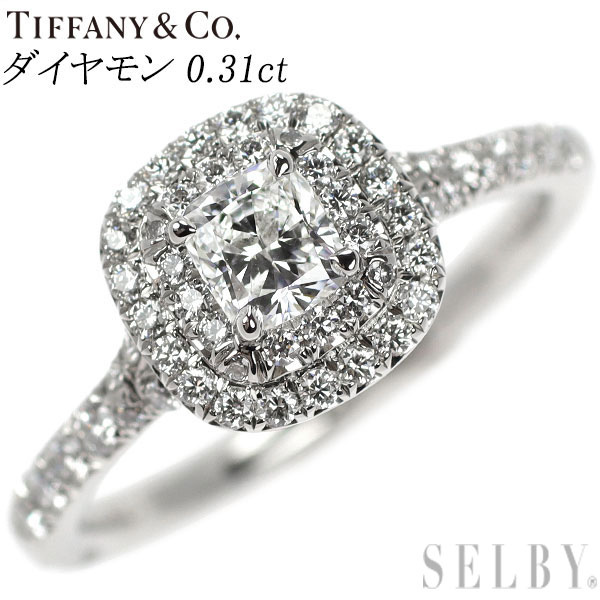 【中古】 ティファニー Pt950 クッションカット ダイヤモンド ダイヤモンド リング 0.31ct ソレスト SELBY 送料サービス Tiffanyのサムネイル