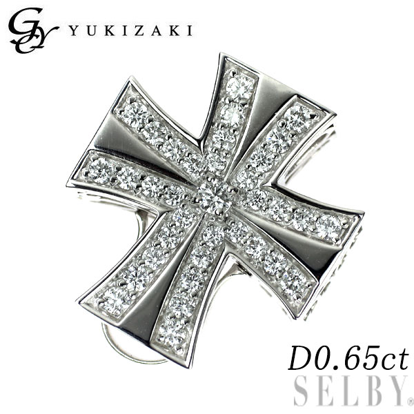 【中古】 ゆきざき K18WG ダイヤモンド ペンダントトップ 0.65ct ダブルトップ クロス SELBY 送料サービス