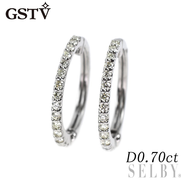 Rakuten - 【中古】 GSTV Pt950 ダイヤモンド イヤリング 0.70ct フープ ピアリング SELBY 送料サービス