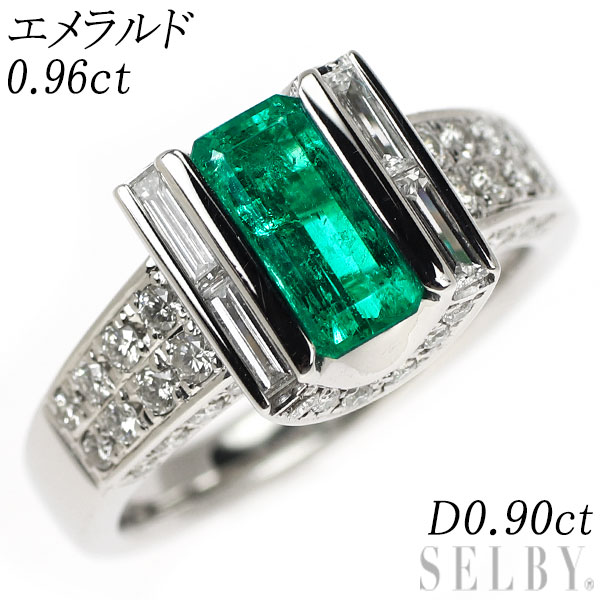 Rakuten - 【中古】 Pt900 エメラルド ダイヤモンド リング 0.96ct 0.90ct SELBY 送料サービス