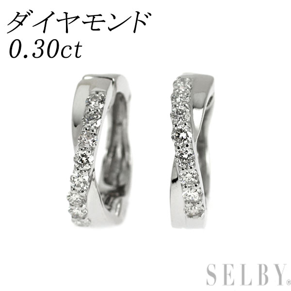 Rakuten - 【中古】 Pt900 ダイヤモンド イヤリング 0.30ct フープ SELBY 送料サービス