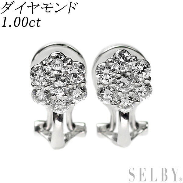 Rakuten - 【中古】 Pt900/ K14WG ダイヤモンド ピアス 1.00ct フラワー SELBY 送料サービス