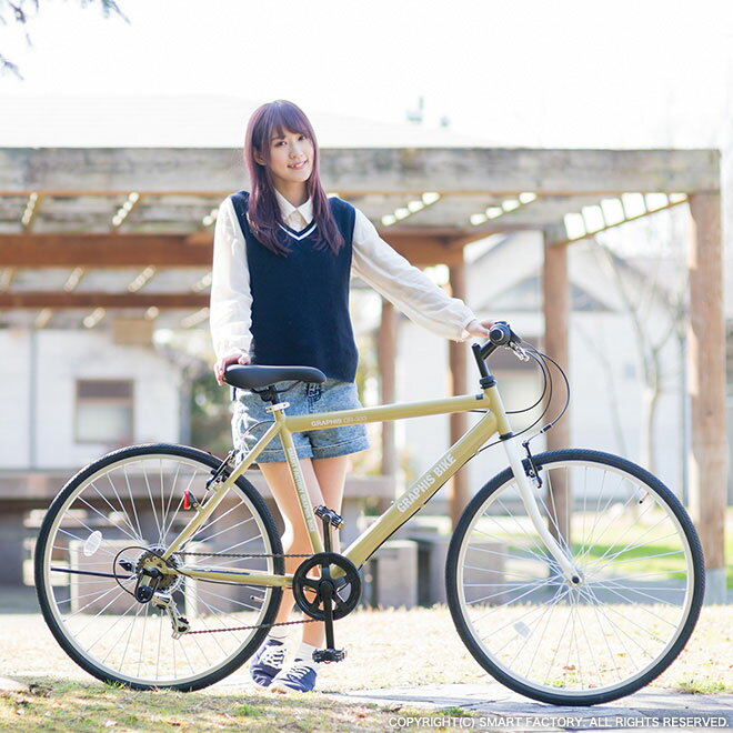 自転車 クロスバイク GRAPHIS GR-333 (7色) 自転車 26インチ シマノ製6段変速 グラフィス 通勤 通学 街乗り スポーツ・アウトドア メンズ レディース ☆