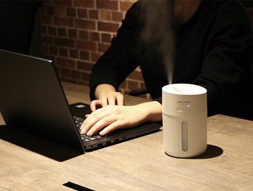 加湿器 卓上 オフィス 小型 充電式 コードレス 抗菌タンク LEDライト オフタイマー 上部吸水式 400ml こぼれにくい 間欠運転モード搭載 寝室 デスク MO-HF008 送料無料
