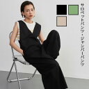 INを変えるだけで年中使える サロペットパンツ・リネン混・ジャンパーパンツ ON ONE'S OWN サロペット おしゃれ パンツ レディース ジャンパーパンツ カジュアル 軽やか 優雅 女性 春 Vネック シンプル バレンタイン 日本発送