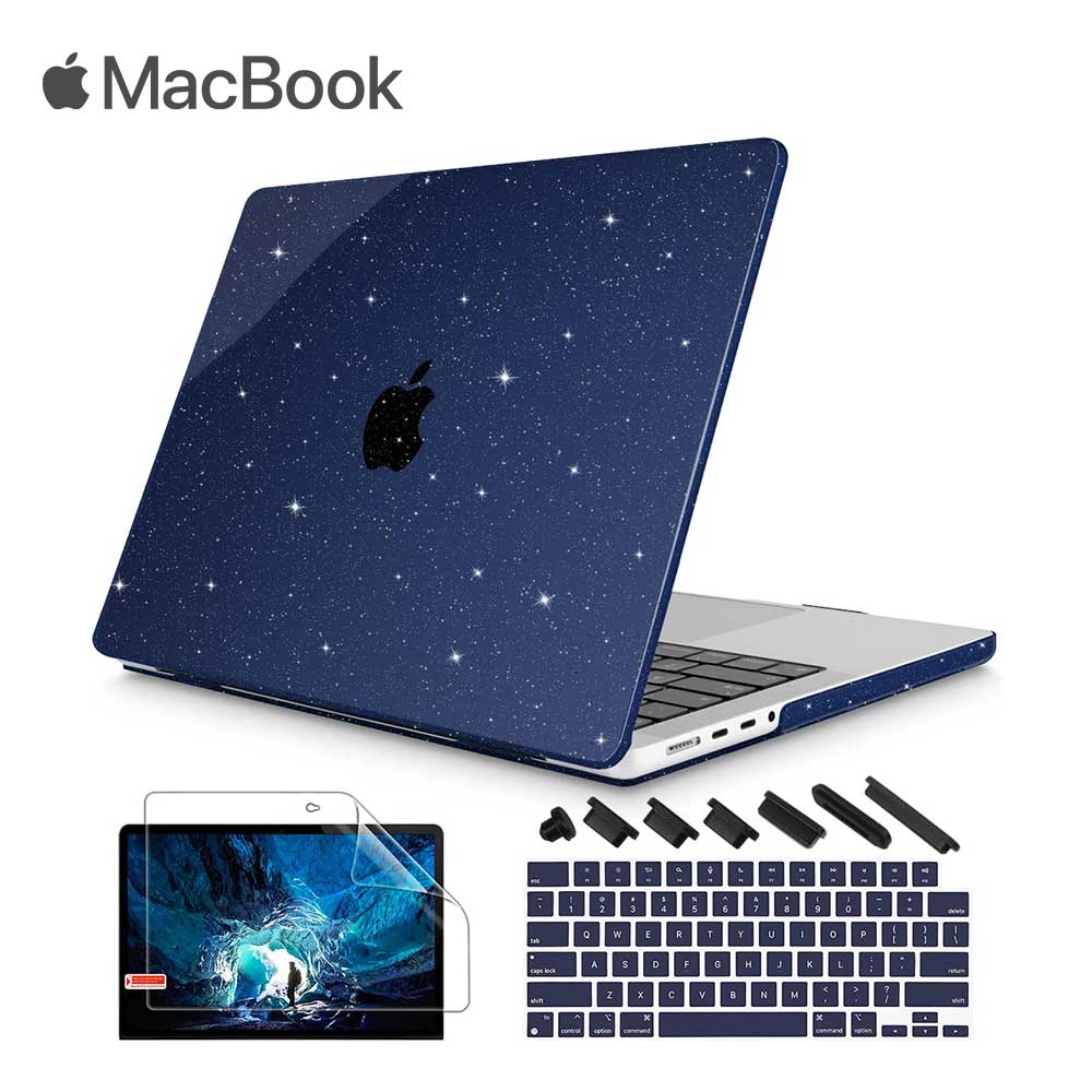 MacBook Pro 14/16 インチ 2021 ケース カバー ラメ ブルー Apple アップル マックブック プロ ハードケース シェルカバー キーボードカバー 保護フィルム付き 衝撃吸収