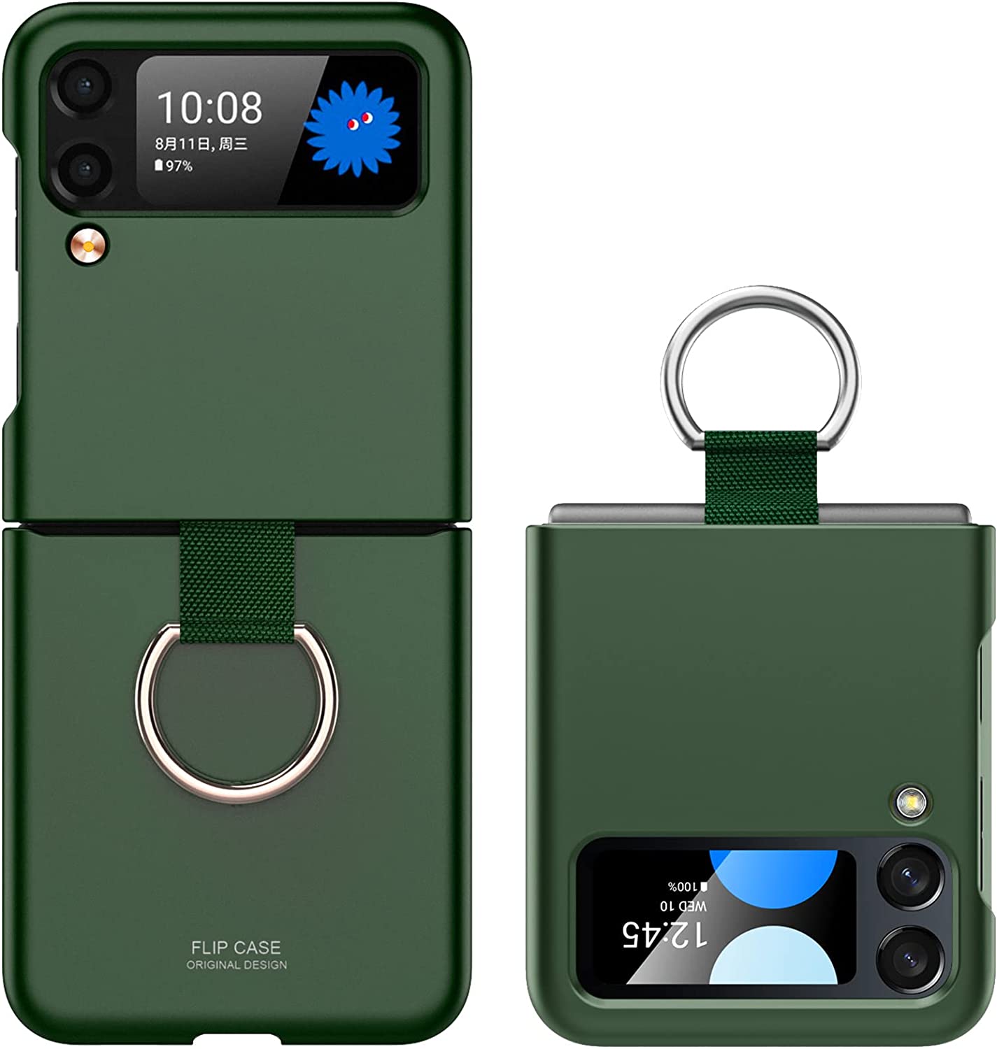 即納 Galaxy ギャラクシー Z Flip4 SC-54C SCG17 対応 2022 フリップ4 Samsung Green 熱可塑性ポリウレタン ケース カバー 落下防止 送料無料 ポイント消化