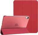 即納 iPad 10.9インチ 第10世代 2022 A2696/A2757/A2777 ケース カバー レッド 手帳型 TPU 軽量 耐衝撃 三つ折り マグネ...