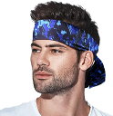 即納 ヘアバンド ターバン カモフラブルー ポリエステル ヘッドバンド カジュアル 通気性 洗顔 ワークアウト ヨガ スポーツ メンズ レディース 送料無料