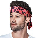 即納 ヘアバンド ターバン カモフラレッド ポリエステル ヘッドバンド カジュアル 通気性 洗顔 ワークアウト ヨガ スポーツ メンズ レディース 送料無料