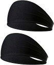 即納 ヘアバンド ターバン ブラック 2セット ポリエステル ヘッドバンド カジュアル 通気性 洗顔 ワークアウト ヨガ スポーツ メンズ レディース 送料無料