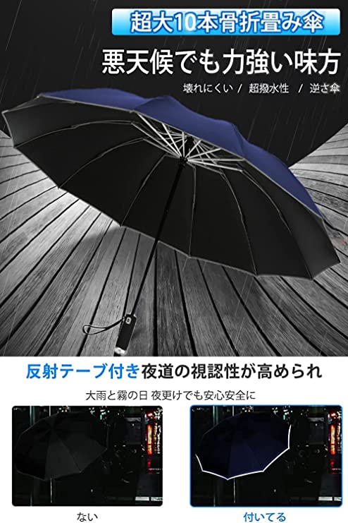 即納 逆さ傘 折りたたみ傘 ライト付き ブルー 撥水 耐風 熱中症対策 遮光 遮熱 晴雨兼用 レディース 軽量 パラソル コンパクト 通勤通学 旅行
