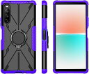 ソニー エクスペリア スマホケース パープル/ブラック 米軍MIL規格 ホールドリング 指紋防止 SONY Xperia 10 IV SO-52C/SOG07 2022 耐衝撃 カバー 送料無料