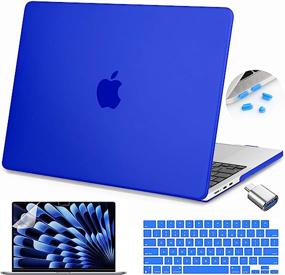 マックブック エアー 15 インチ 2023 A2941 M2 チップ ケース カバー マットダークブルー Apple アップル MacBook Air ハードケース 衝撃吸収 送料無料