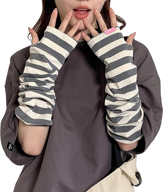 即納 冷感 アームカバー 熱中症対策 UVカット ひんやり クール 冷却 ストライプグレー 2枚セット 吸汗速乾 アウトドア 運動 日焼け対策 暑さ対策 紫外線...