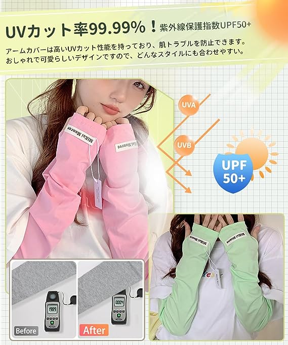 SMART PARK 楽天市場店の即納 冷感 アームカバー 熱中症対策 UVカット ひんやり クール 冷却 グレー 2枚セット 吸汗速乾 アウトドア 運動 日焼け対策 暑さ対策 紫外線カット 送料無料｜アングル3