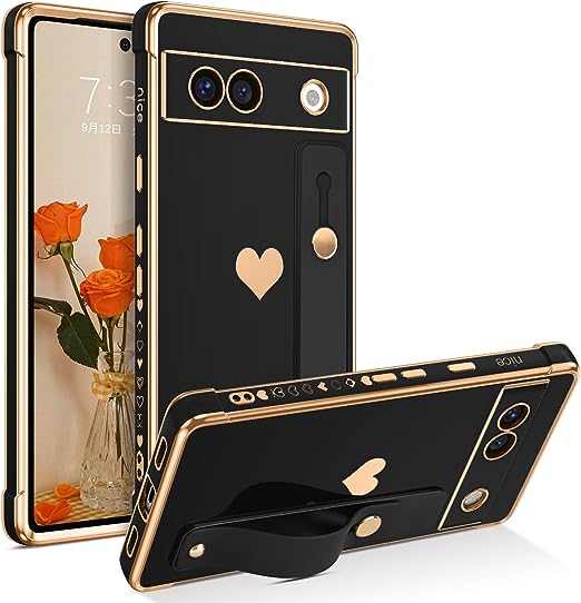 樂天商城 - 即納 Google Pixel 7a スマホケース ブラック ハート リストストラップ カメラレンズ保護 TPU スリム ストラップホール付き エアバッグ グーグル ピクセル 2023 耐衝撃 軽量 カバー 送料無料