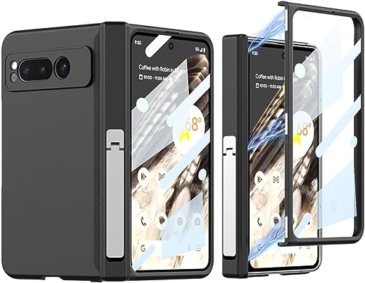 即納 Google Pixel Fold スマホケース ブラック ヒンジ保護 9H強化ガラス カメラレンズ保護 衝撃吸収 全面保護 ストラップホール付き スタンド付き ワイヤレス充電 対応 グーグル ピクセル 2023 耐衝撃 軽量 カバー 送料無料