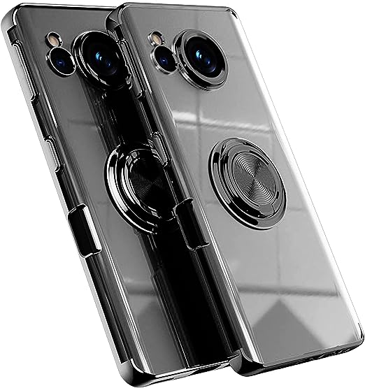 즉납 AQUOS sense7 스마트 폰 케이스 클리어 투명 블랙 링 첨부 카메라 렌즈 보호 스탠드 기능 찰과상 방지 낙하 방지 차재 홀더 대응 아쿠오스 센스 7 SH-53C SHG10 Android 내충격 경량 커버 송료 무료