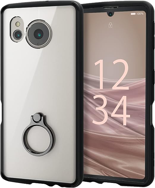 樂天商城 - 即納 AQUOS sense7 スマホケース クリア 透明 ブラック リング付き カメラレンズ保護 スタンド機能 スリム TPU 落下防止 ストラップホール付き エアクッション アクオス センス7 SH-53C SHG10 Android 耐衝撃 軽量 カバー 送料無料