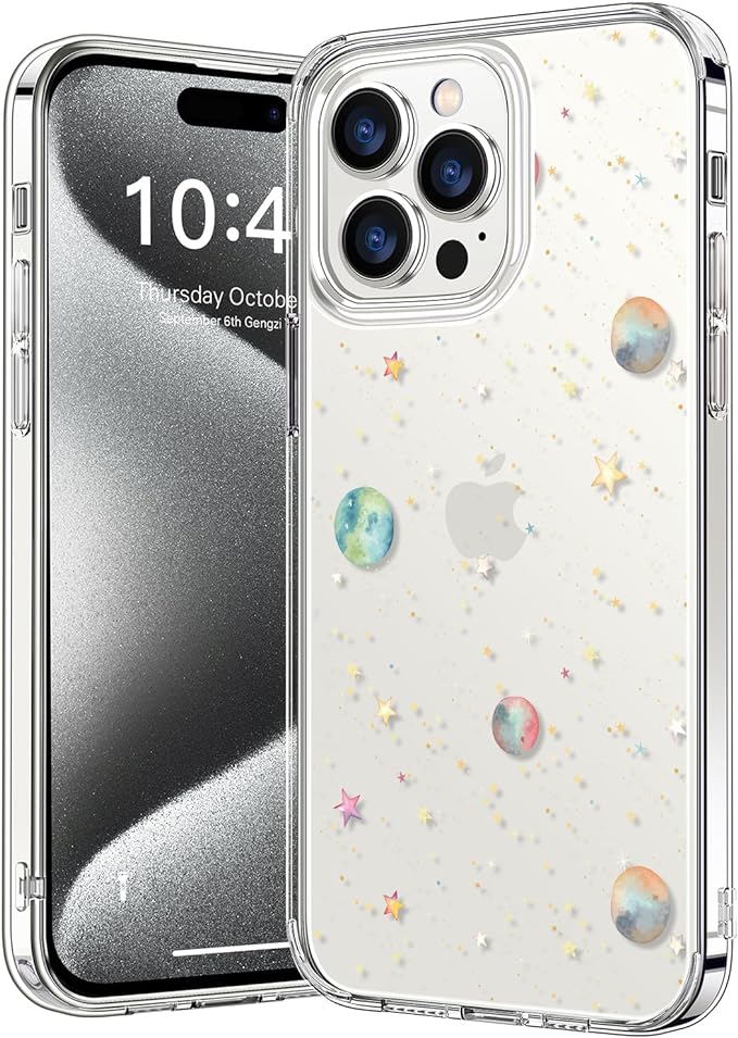 iPhone15シリーズ クリア 透明 カメラレンズ保護 スリム フィット 擦り傷防止 指紋防止 PC素材 TPU素材 カバー プラネット 15/15Pro/15Plus/15ProMax ケース 耐衝撃 薄型 軽量 ワイヤレス充電 送料無料