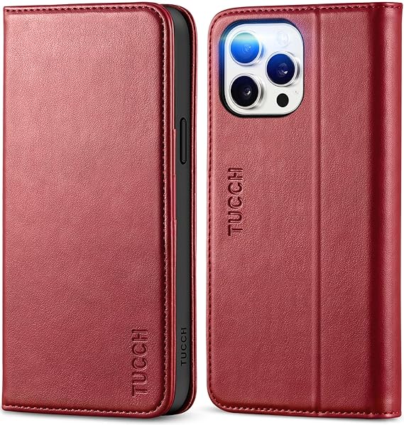 iPhone15シリーズ 手帳型 ケース 3カード収納 お札入れ RFIDブロック PUレザー TPU ウォレット マグネット キックスタンド 全面保護 カバー レッド 15/15Pro/15Plus/15ProMax ケース 耐衝撃 薄型 軽量 送料無料