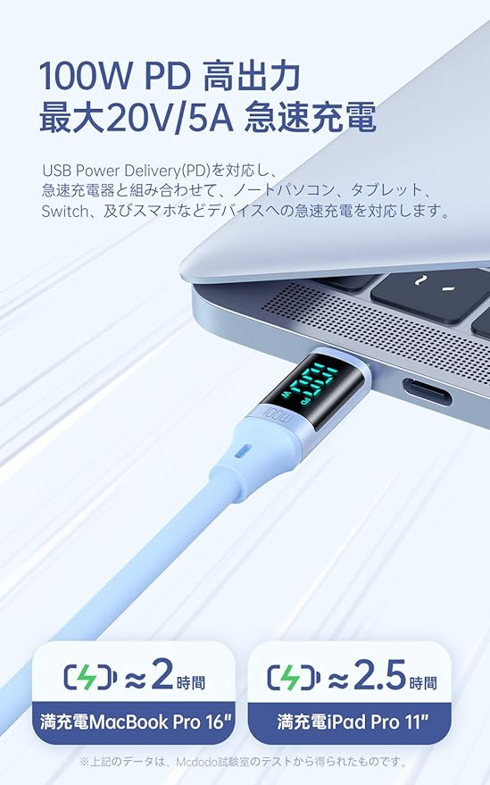 即納 iPhone15 充電ケーブル タイプC USB-C & USB-C ケーブル 全2種 / 1本 ブルー 急速充電 データ転送 iPhone / MacBook / iPad /Google Pixel / Galaxy 対応
