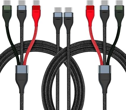 即納 iPhone15 充電ケーブル タイプC USB-C & USB-C ケーブル 2m / 2本 ブラック/レッド/グリーン 急速充電 データ転送 iPhone / MacBook / iPad /Google Pixel / Galaxy 対応