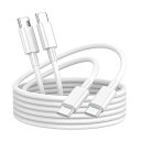 iPhone15 充電ケーブル タイプC USB-C & USB-C ケーブル 1.8m /2本 ホワイト 急速充電 データ転送 iPhone / MacBook / iPad /Google Pixel / Galaxy 対応(2)
