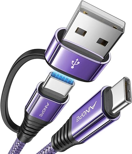 iPhone15 充電ケーブル タイプC USB-C & USB-C ケーブル 全2種 /1本 パープル 急速充電 データ転送 iPhone / MacBook / iPad /Google Pixel / Galaxy 対応