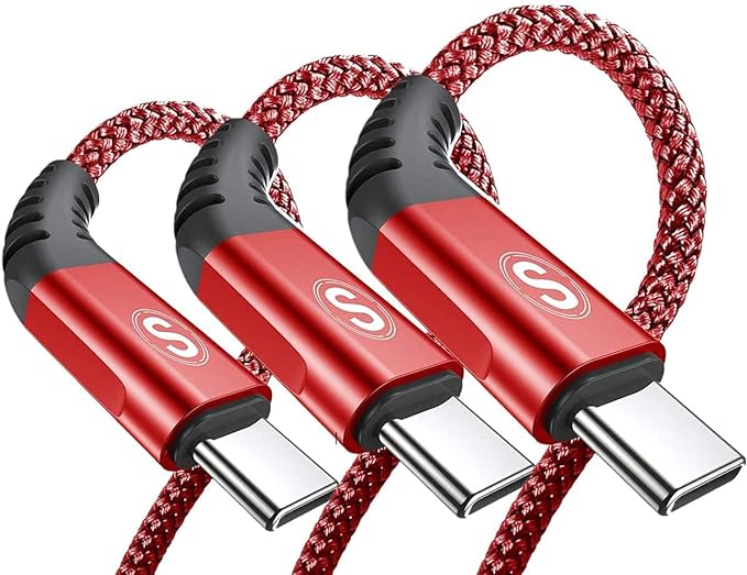 iPhone15 充電ケーブル タイプC USB-C & USB-C ケーブル 全3種 /3本 レッド 急速充電 データ転送 iPhone / MacBook / iPad /Google Pixel / Galaxy 対応