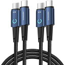 iPhone15 充電ケーブル タイプC USB-C & USB-C ケーブル 2m /2本 ブルー/ブラック 急速充電 データ転送 iPhone / MacB...