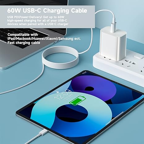 iPhone15 充電ケーブル タイプC USB-C & USB-C ケーブル 1.8m /3本 ホワイト 急速...