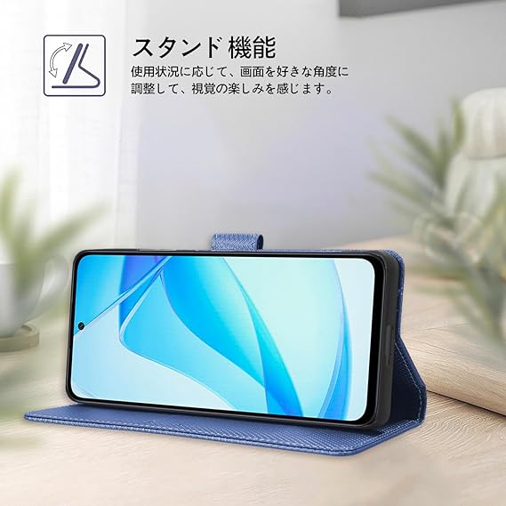 即納 Redmi 12 5G スマホケース 手帳型 ブルー カード収納 サイドポケット カメラレンズ保護 マグネット開閉 エアークッション PUレザー TPU素材 全面保護 スタンド機能 ストラップ付き レッドミー XIG03 Xiaomi シャオミ 耐衝撃 軽量 カバー 送料無料
