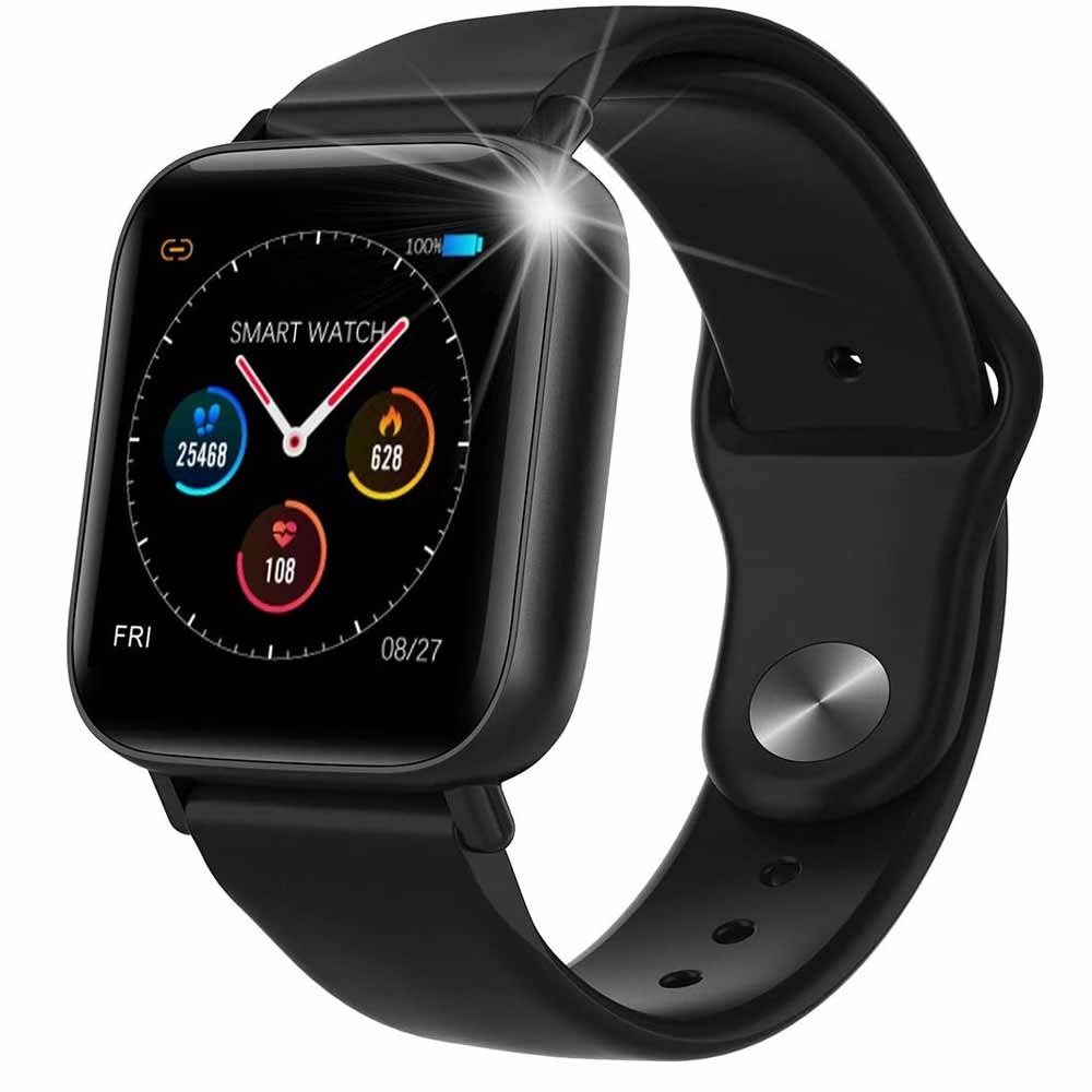 iPhone Android 対応 スマートウォッチ メンズ レディース 腕時計 ブラック アプリ通知 心拍計 万歩計 カロリー消費 IP67