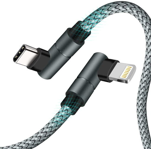 ライトニングケーブル 充電ケーブル type-C L型 L字 2m×1本 グレー 急速充電 データ転送 iPhone/iPad/iPod 対応 Lightning ケーブル ライトニングケーブル 充電ケーブル type-C L型 L字 2m×1本 グレー 急速充電 データ転送 iPhone/iPad/iPod 対応 Lightning ケーブル