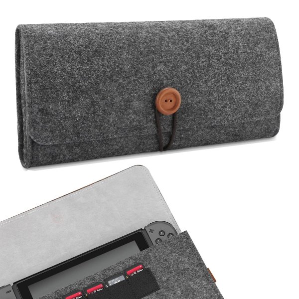即納 Nintendo ニンテンドー スイッチ Switch ケース フェルトカバー ダークグレー 衝撃吸収 保護カバー ソフトケース あつ森 ポイント消化
